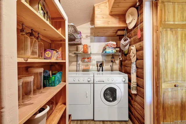 a utility room with a washer and dryer