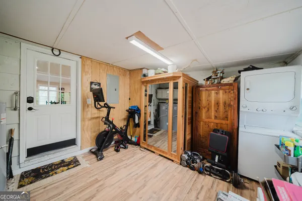 a view of a room with gym equipment