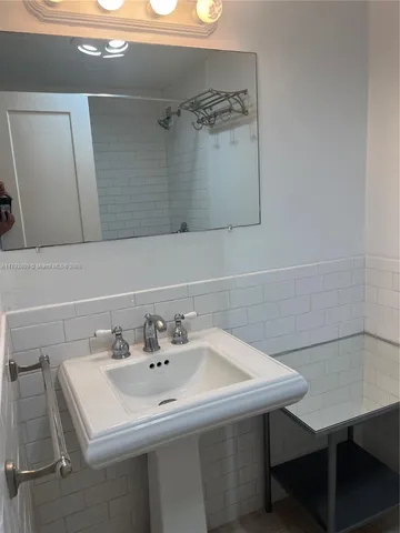 a bathroom with a bathtub