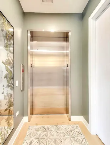 a view of a wooden door