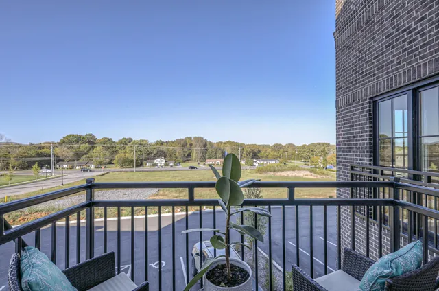 a view of a city from a balcony