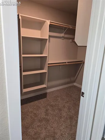 a view of an empty walk in closet