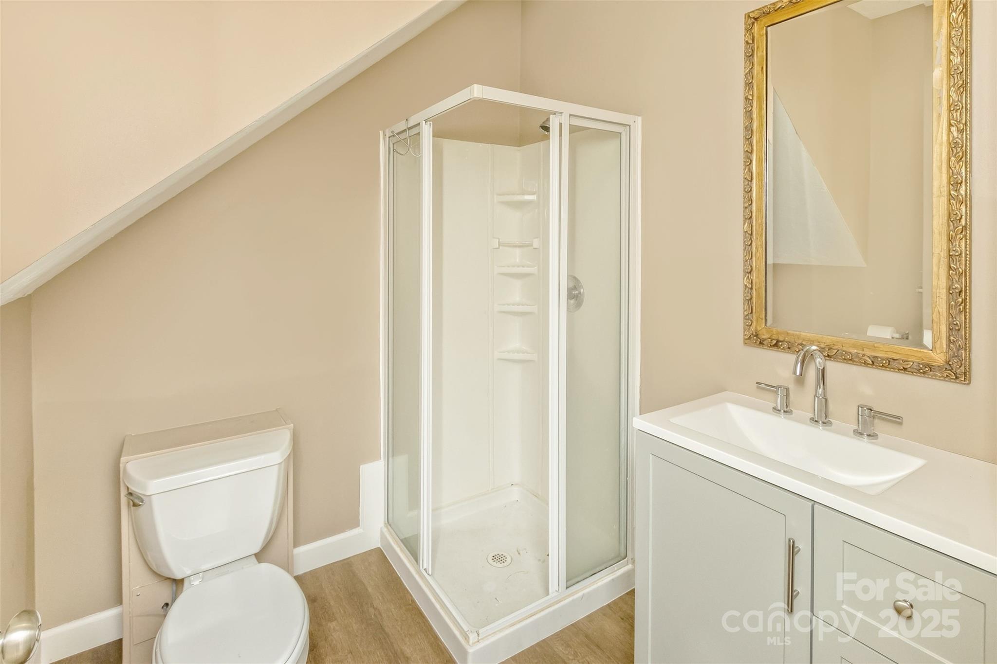 15 Beaverdam Knoll Road Asheville, NC 28804 - Photo 30 of 39 a bathroom with a toilet a sink and a mirror