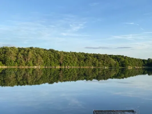a view of a lake and a mountain view