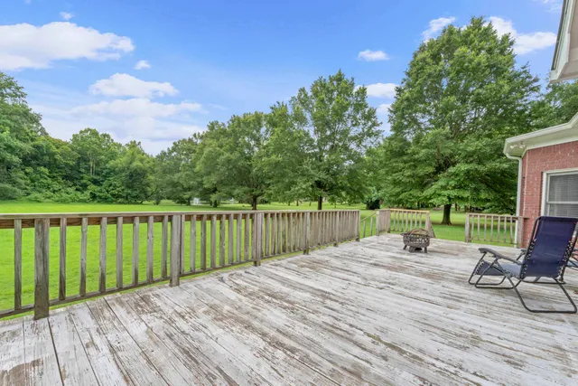 a view of a deck with a chair