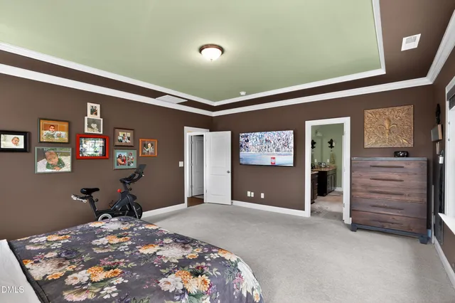 a bed room with a bed and a television