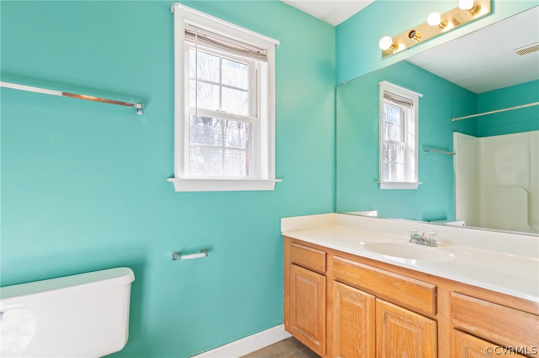 3165 Sandy Hook Road Sandy Hook, VA 23153 - Photo 16 of 25 a bathroom with a sink a toilet and a mirror