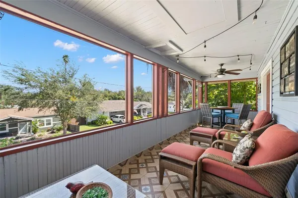a living room with furniture