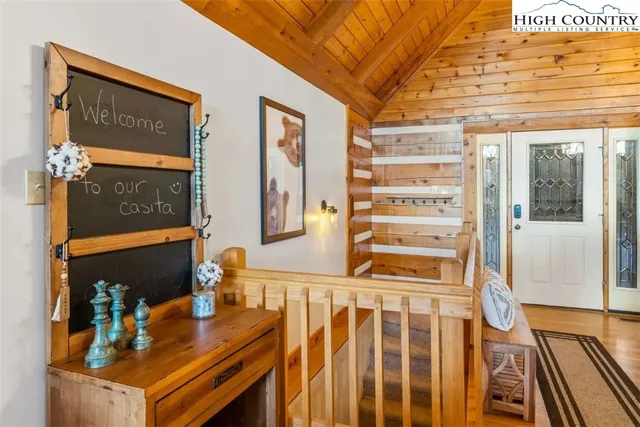 a view of a living room with a large window