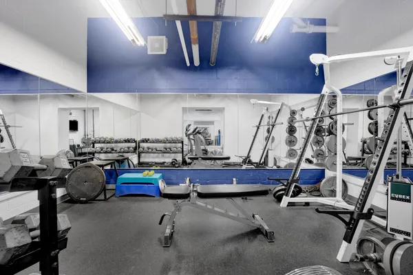 a view of a room with gym equipment