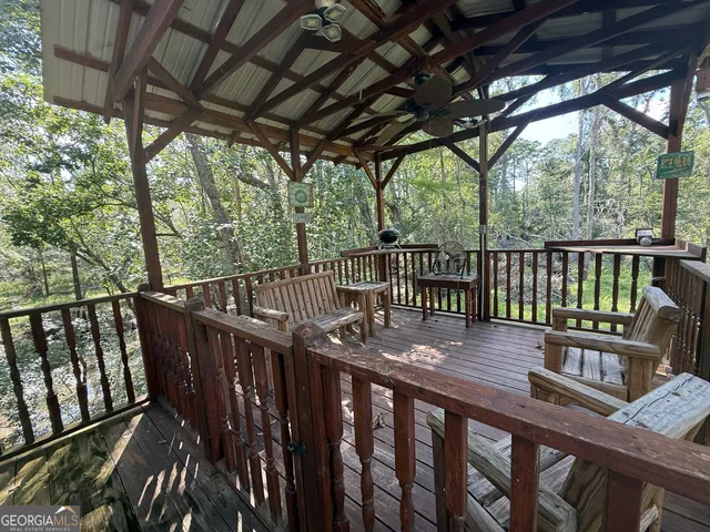 a view of a wooden deck