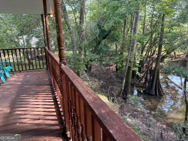 a view of a wooden bridge