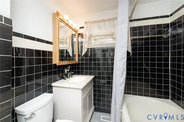 a bathroom with a bathtub