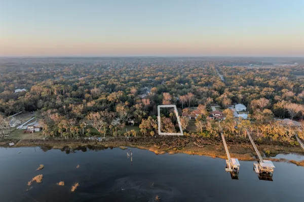 an aerial view of beach and ocean