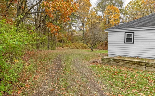 a view of a yard and a trees