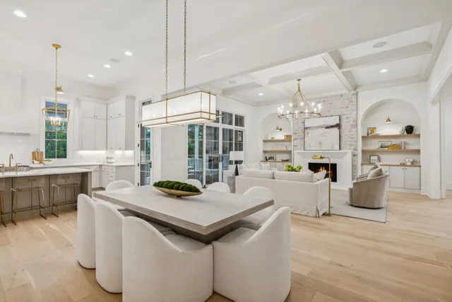 a bathroom with a double vanity sink mirror and shower