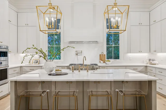 a balcony with furniture and a fireplace