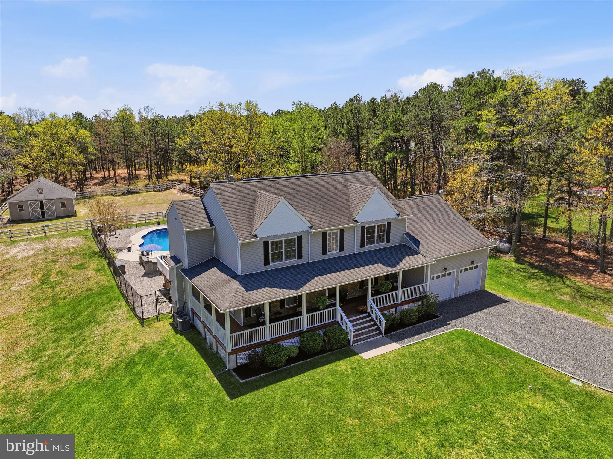 176 Warren Grove Road Barnegat, NJ 08005 - Photo 63 of 71 an aerial view of a house with swimming pool garden and mountain view