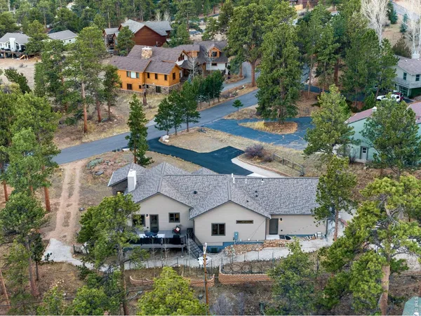an aerial view of a house