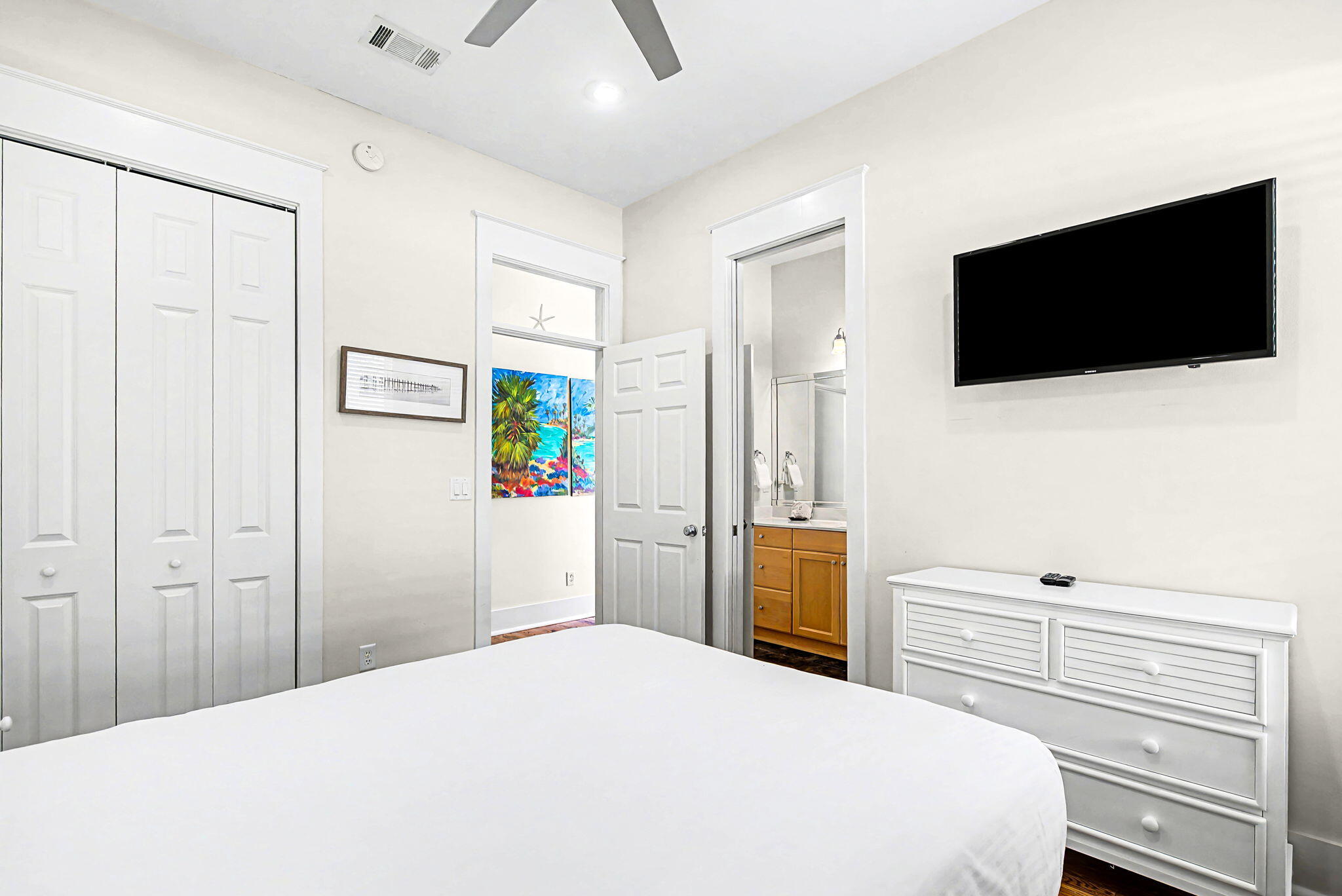306 Beach Bike Way Inlet Beach, FL 32461 - Photo 19 of 33 a bedroom with a bed and a flat screen tv