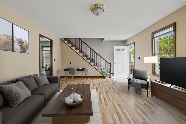 a living room with furniture