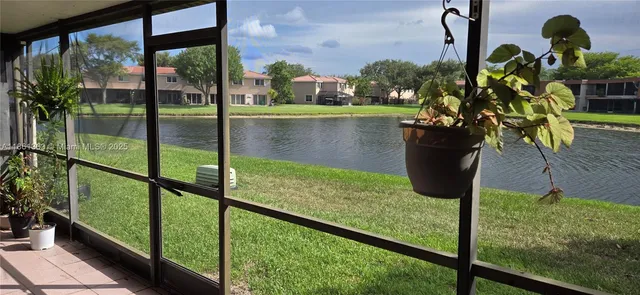 a view of lake from a balcony