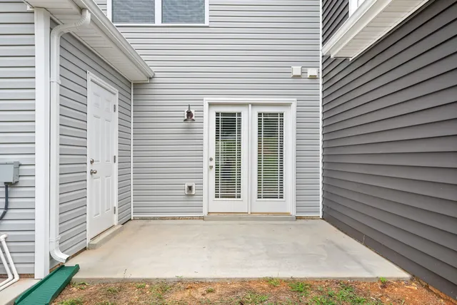 a view of a house with white door