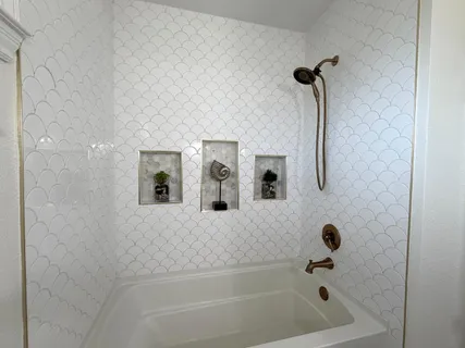 a bathroom with a tub