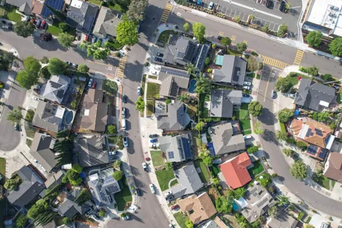 an aerial view of a city