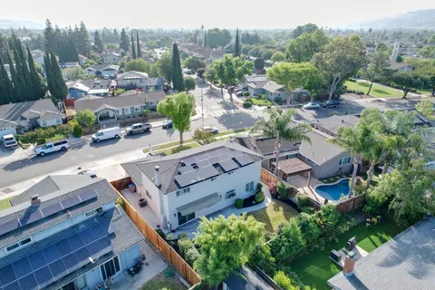 an aerial view of a city with lots of residential buildings