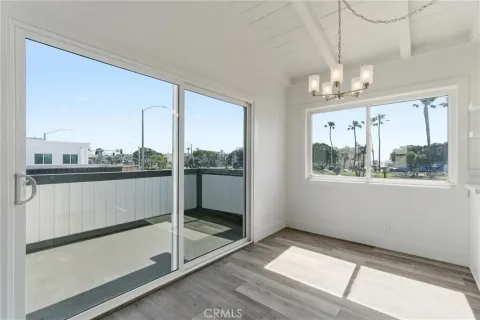 a view of a room with a large window