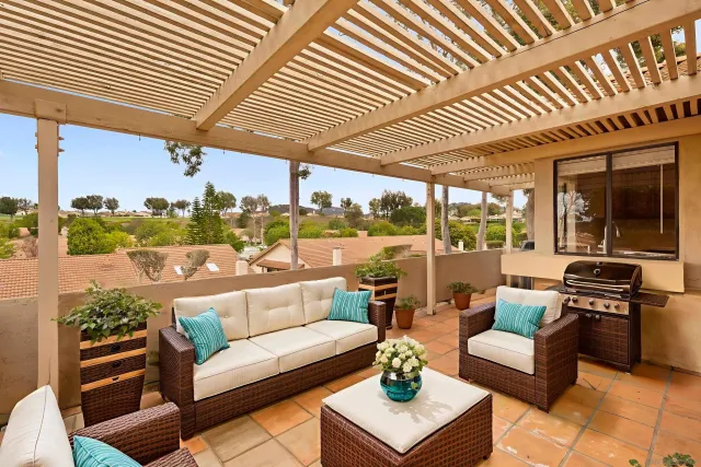 a outdoor living space with furniture