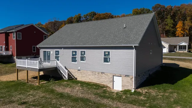 a view of a town with couple of houses