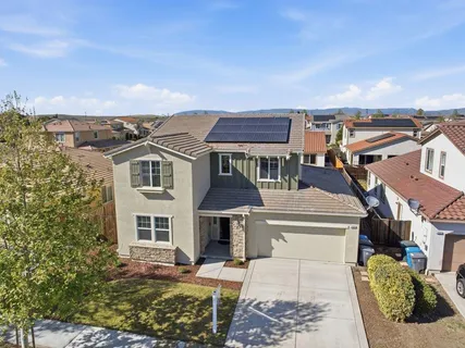 an aerial view of a house