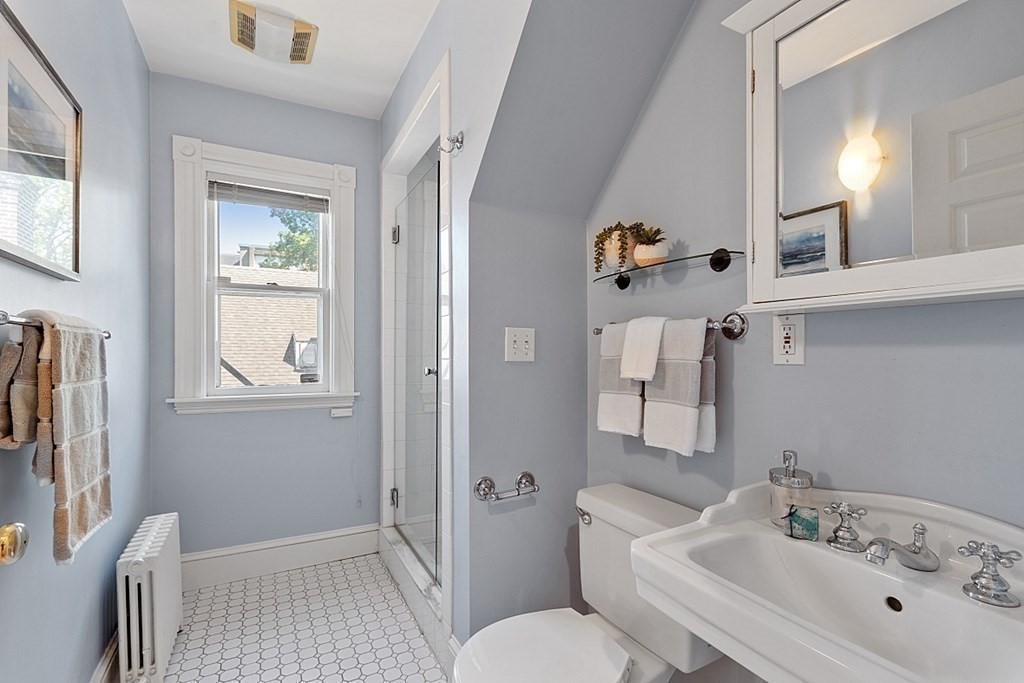 2 Gardner Road, Unit 3 Brookline, MA 02445 - Photo 12 of 32 a bathroom with a sink toilet and shower