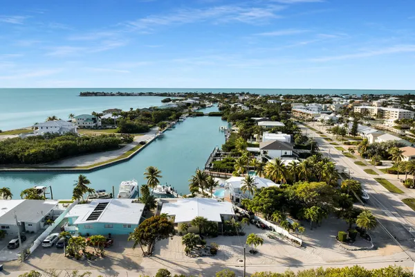 an aerial view of a house with a lake view