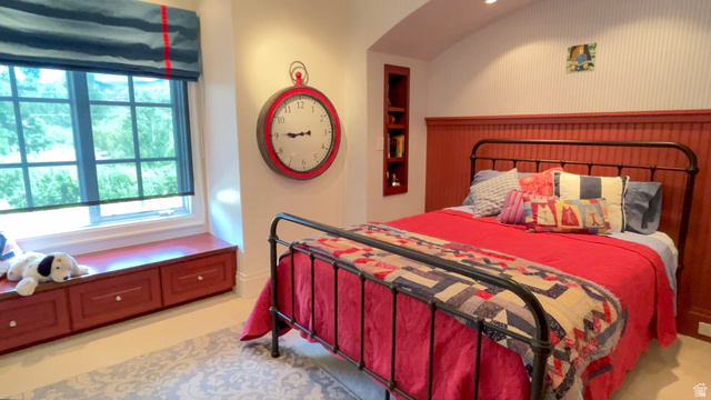 426 West Center Street Parowan, UT 84761 - Photo 49 of 107 Bedroom featuring beadboard wainscoting, a built-in window seat with storage, and a recessed shelving unit