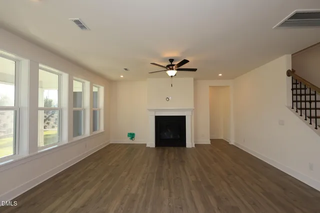 a view of small space with wooden floor