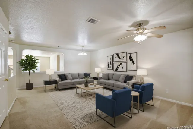 a living room with furniture