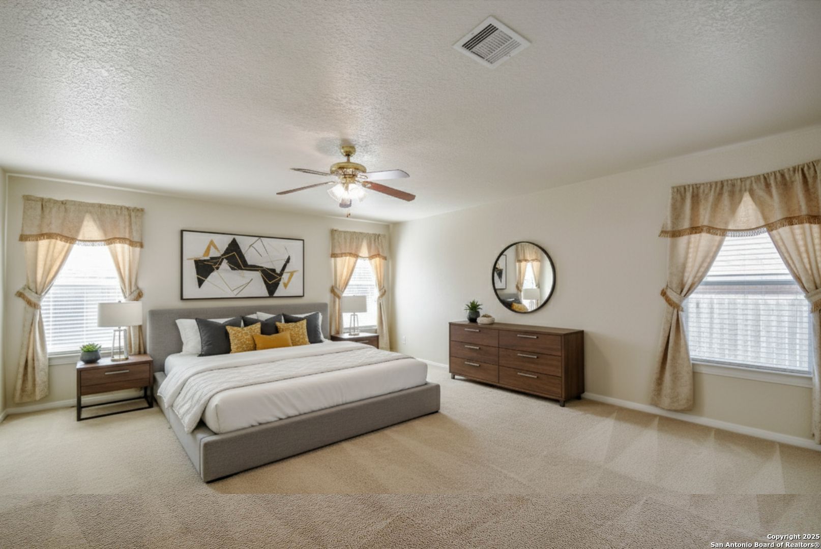 184 Springtree Parkway Cibolo, TX 78108 - Photo 18 of 36 a bedroom with a large bed and a window