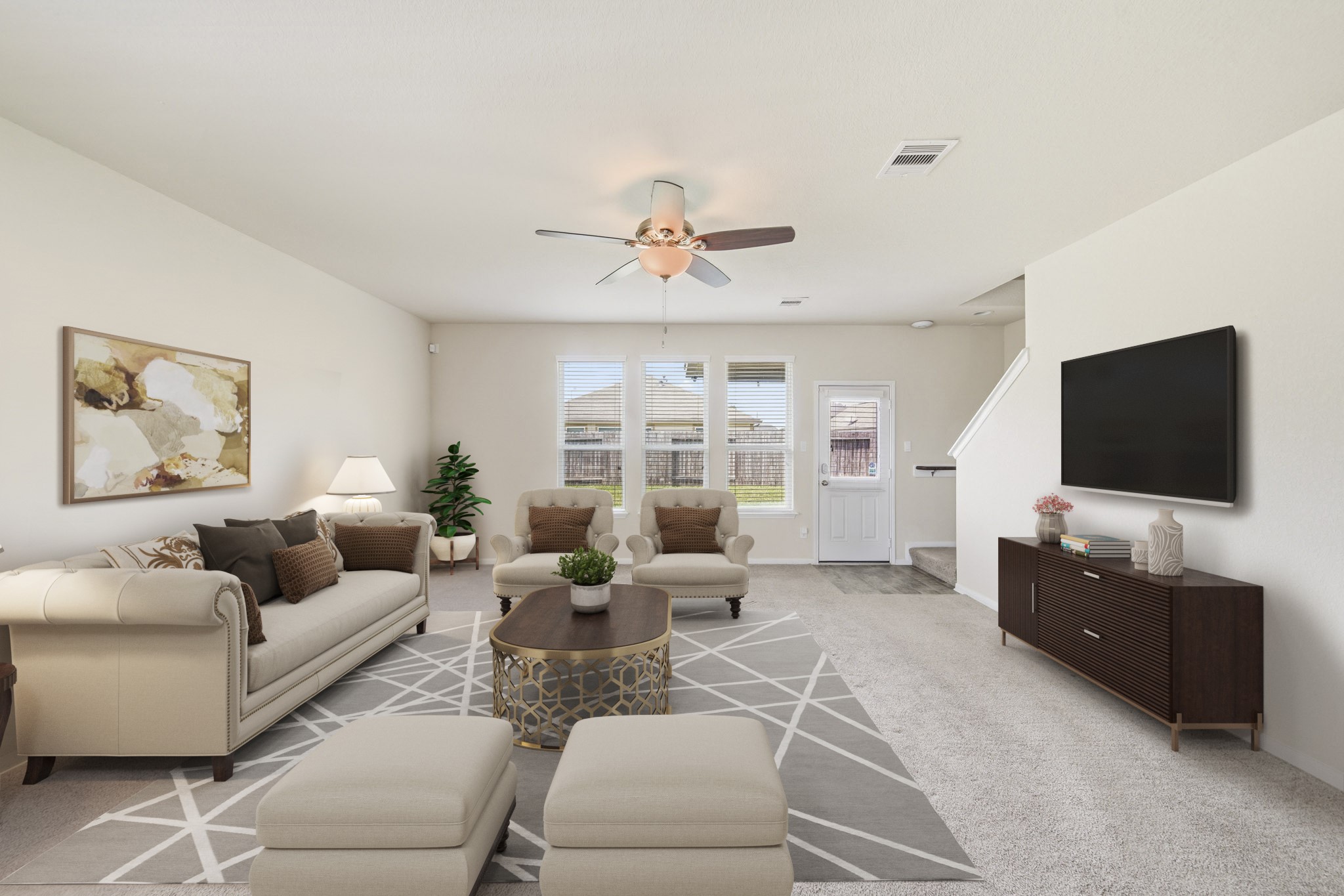 3010 Coachmaker Trail Rosenberg, TX 77471 - Photo 4 of 26 Virtually Staged: A bright, spacious living area with large windows for abundant natural light.