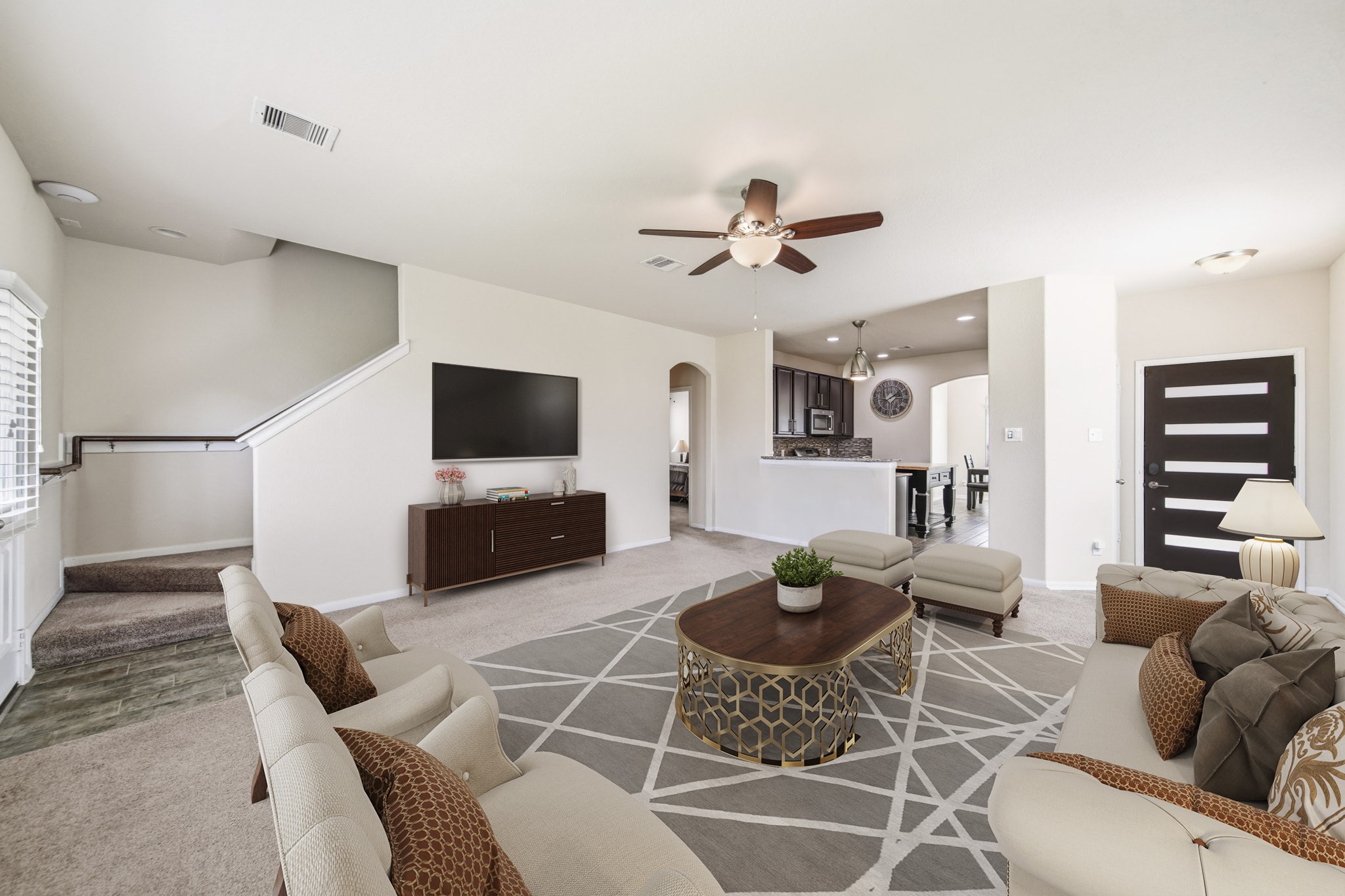 3010 Coachmaker Trail Rosenberg, TX 77471 - Photo 26 of 26 Virtually Staged: This living room is the perfect place to entertain family and friends as it offers a seamless, open floor plan.
