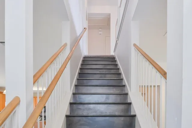 a view of small space with racks on the wall