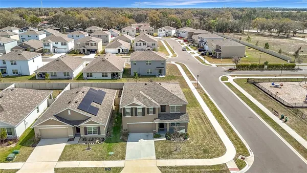 an aerial view of a house