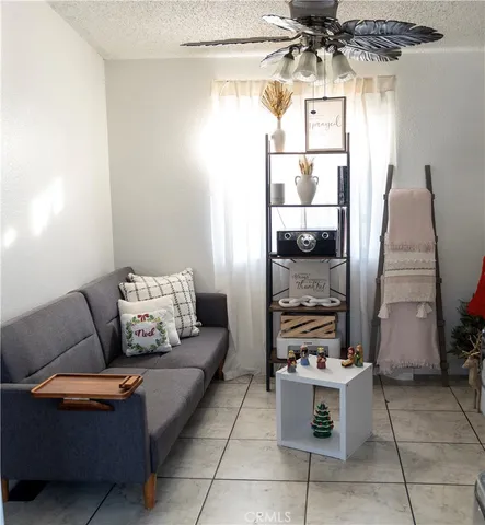 a living room with furniture and decor