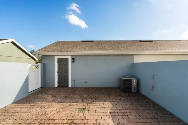 a view of a room with a window