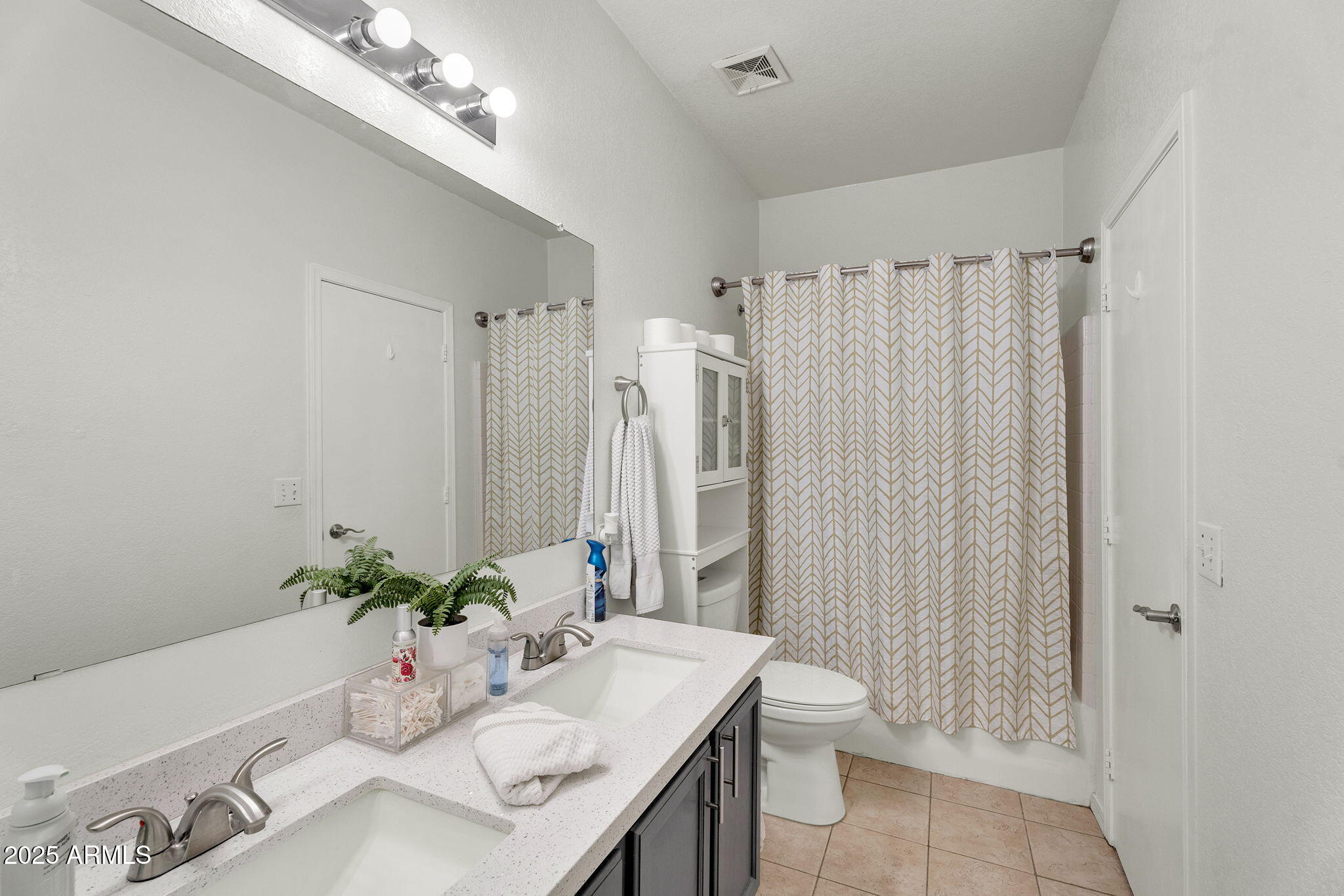 13122 West Calavar Road Surprise, AZ 85379 - Photo 17 of 34 a bathroom with a granite countertop sink a toilet and shower