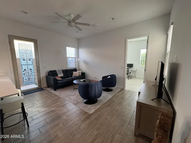 a living room with furniture