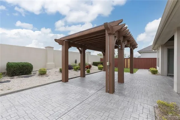 a house view with a garden space