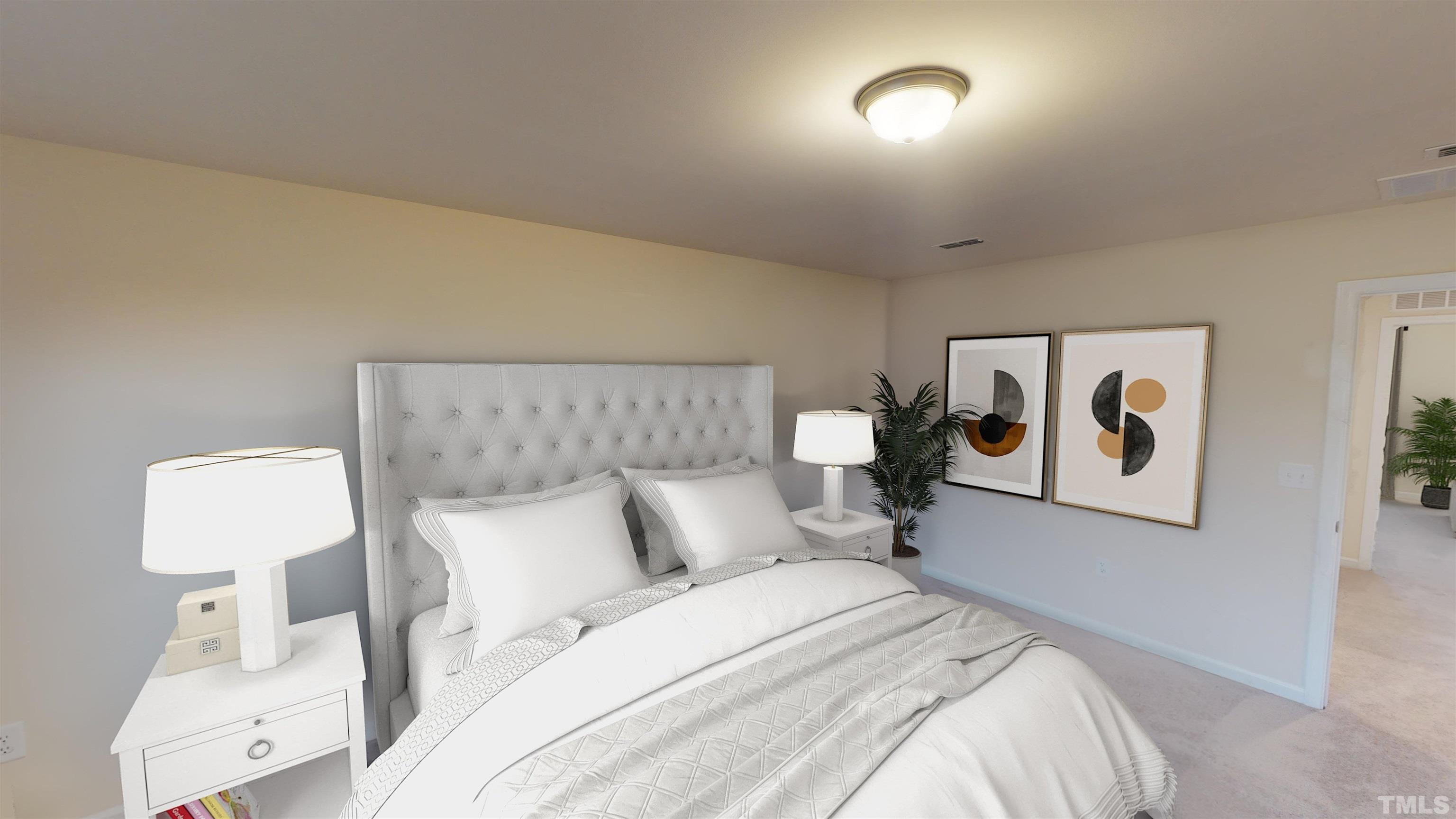 3517 Dragonfly River Raleigh, NC 27604 - Photo 25 of 27 a bedroom with a bed and a lamp with the wooden floor